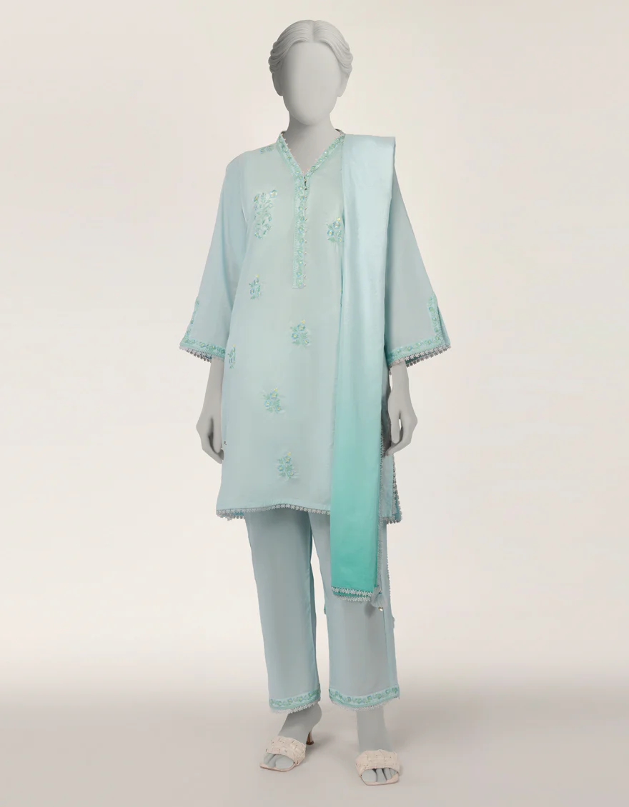 GREEN JACQUARD 3PC STITCHED | JLAWN-S-26-372/S THREAD GARDEN-01