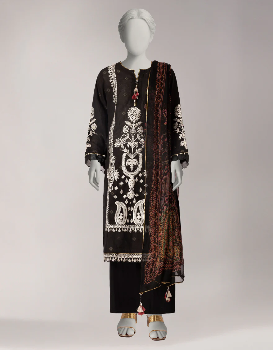 BLACK ZARI LAWN 3PC UNSTITCHED | JLAWN-S-26-3815 EASTERN HUES-1