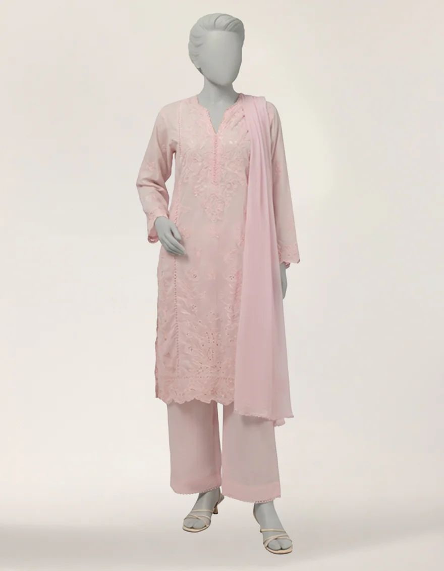 PINK LAWN 3PC STITCHED | JLAWN-S-26-402/S SEHIFFLI-1