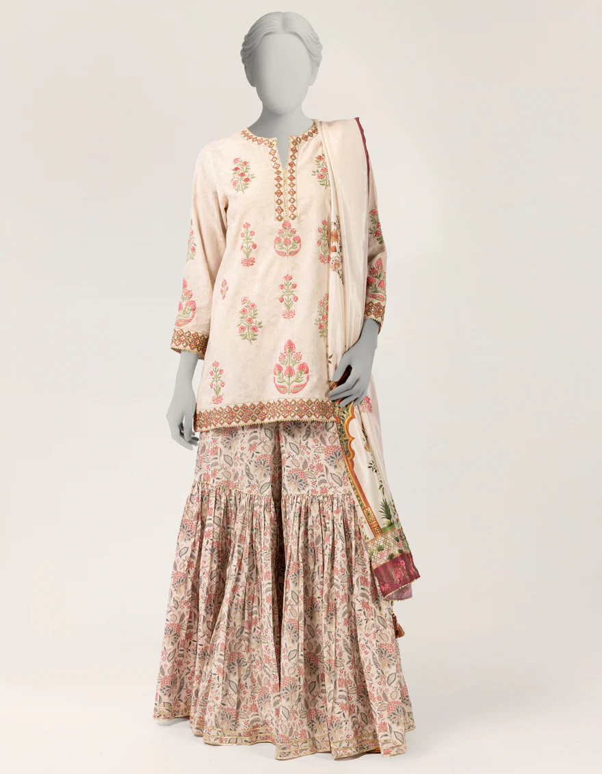 BEIGE RAW SILK 3PC STITCHED | JLAWN-S-26-441/S JAIPUR-04