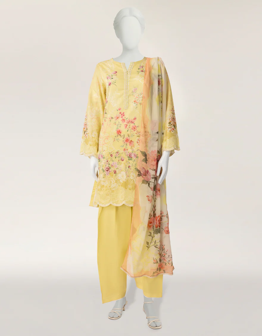 YELLOW LAWN 3PC STITCHED | JLAWN-S-26-533/S MEADOW MUSE-04