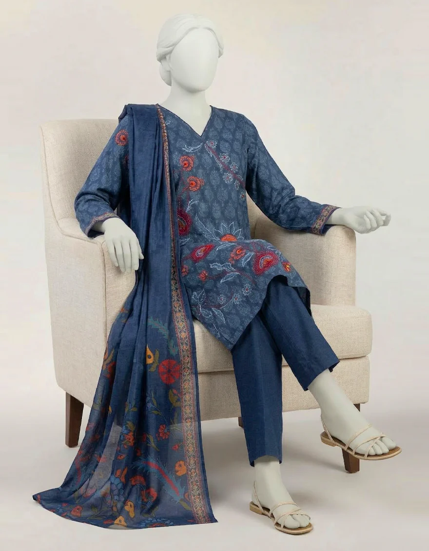 BLUE LAWN 3PC STITCHED | JLAWN-S-26-536/S TURKISH-1