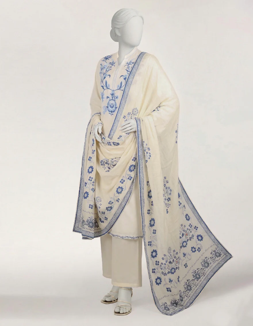 OFF WHITE LAWN 3PC STITCHED | JLAWN-S-26-610/S POLISH-6 - Image 3