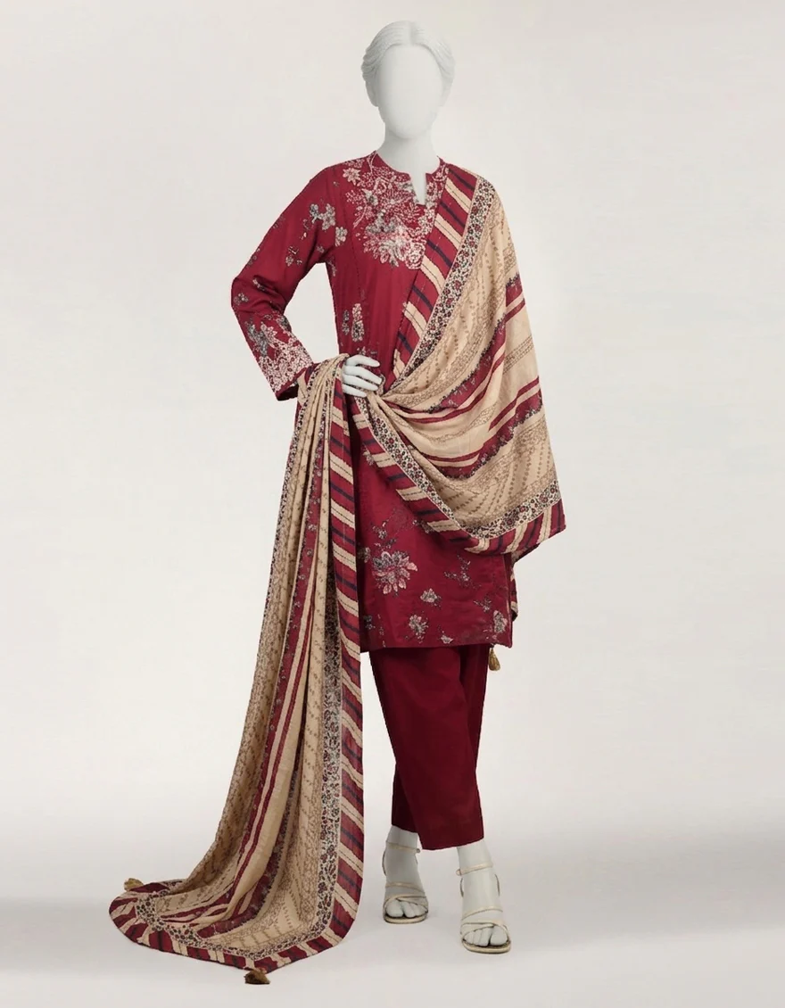MAROON LAWN 3PC STITCHED | JLAWN-S-26-618/S CLASSIC CHINTZ-04 - Image 3