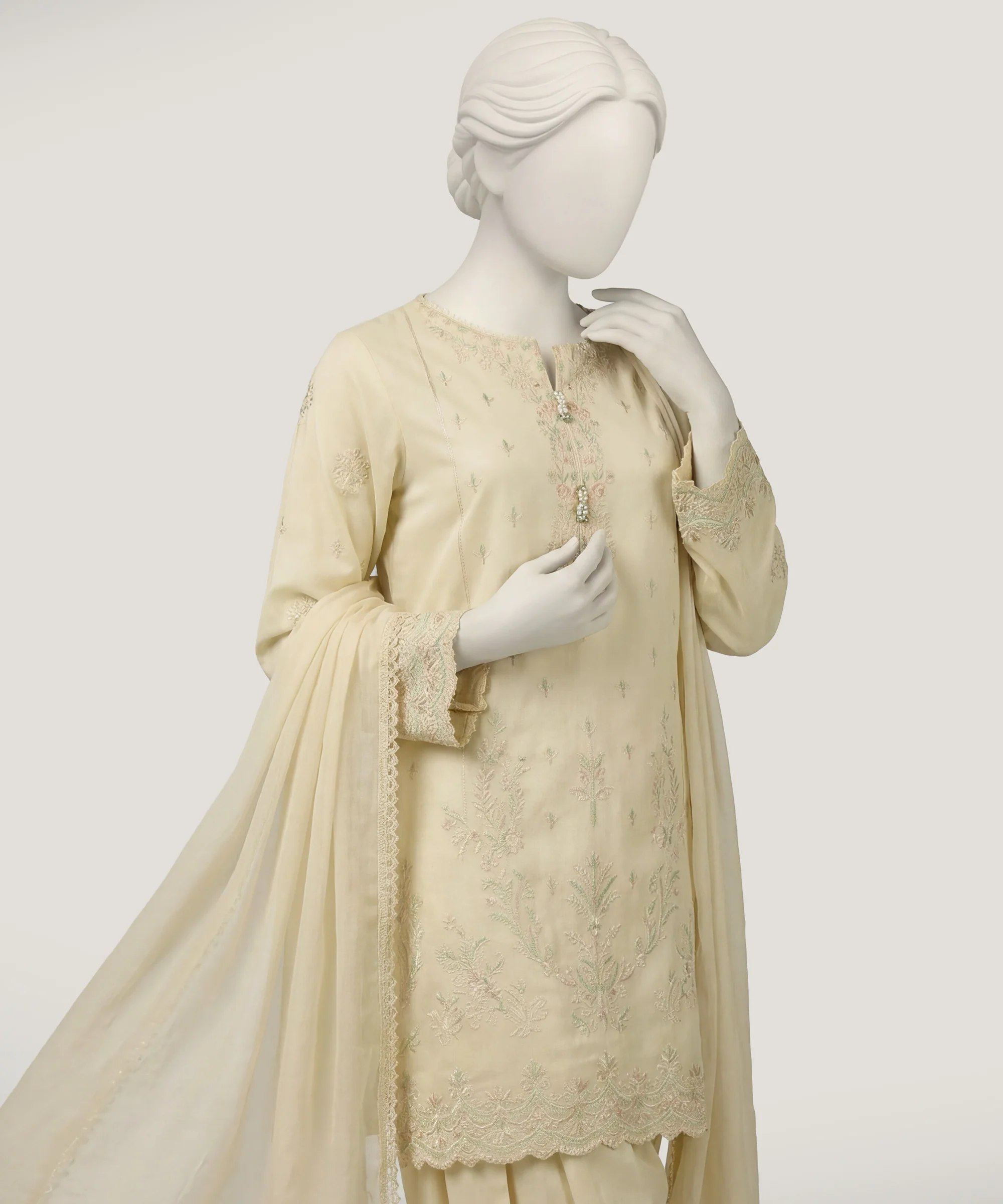 YELLOW LAWN 3PC STITCHED | JLAWN-S-26-686/S CHIKANKARI-02 - Image 2