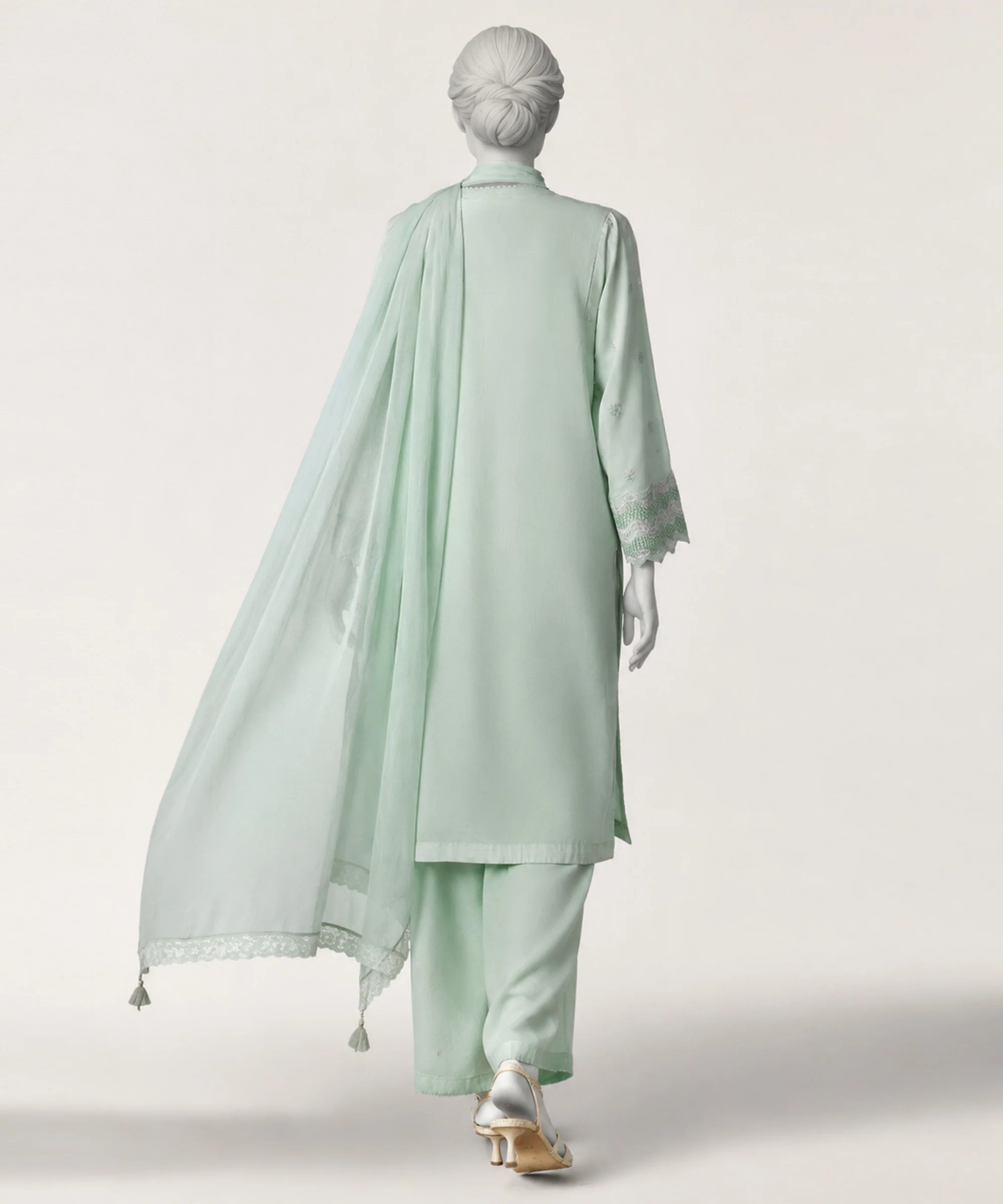 GREEN LAWN 3PC STITCHED | JLAWN-S-26-688/S CHIKANKARI-04 - Image 2