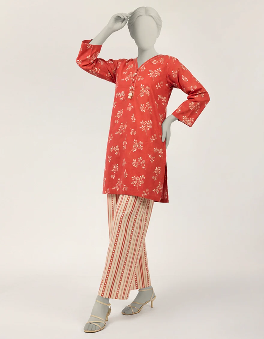 RED LAWN 2PC STITCHED | JLAWN-S-JST-26-2368/S FLORAL GARDEN-B2