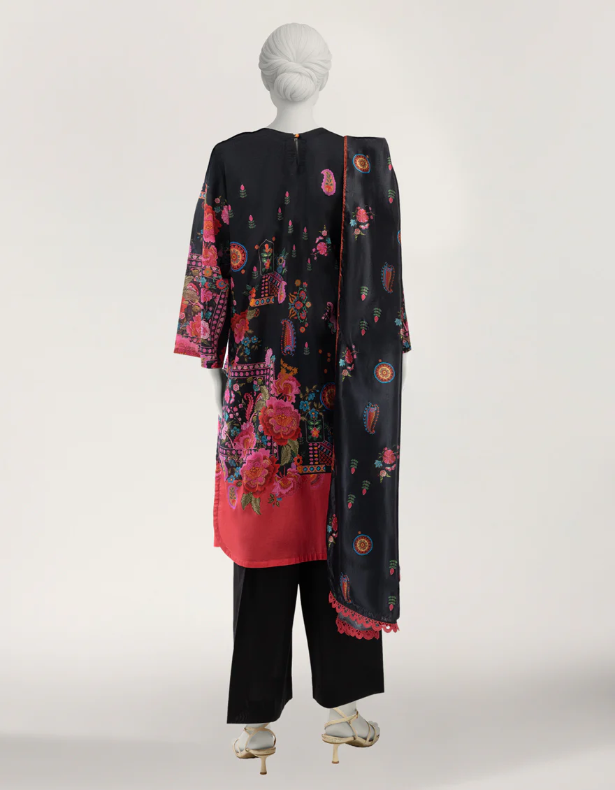 BLACK LAWN 3PC STITCHED | JLS-S-26-802/S RETRO-02 - Image 2