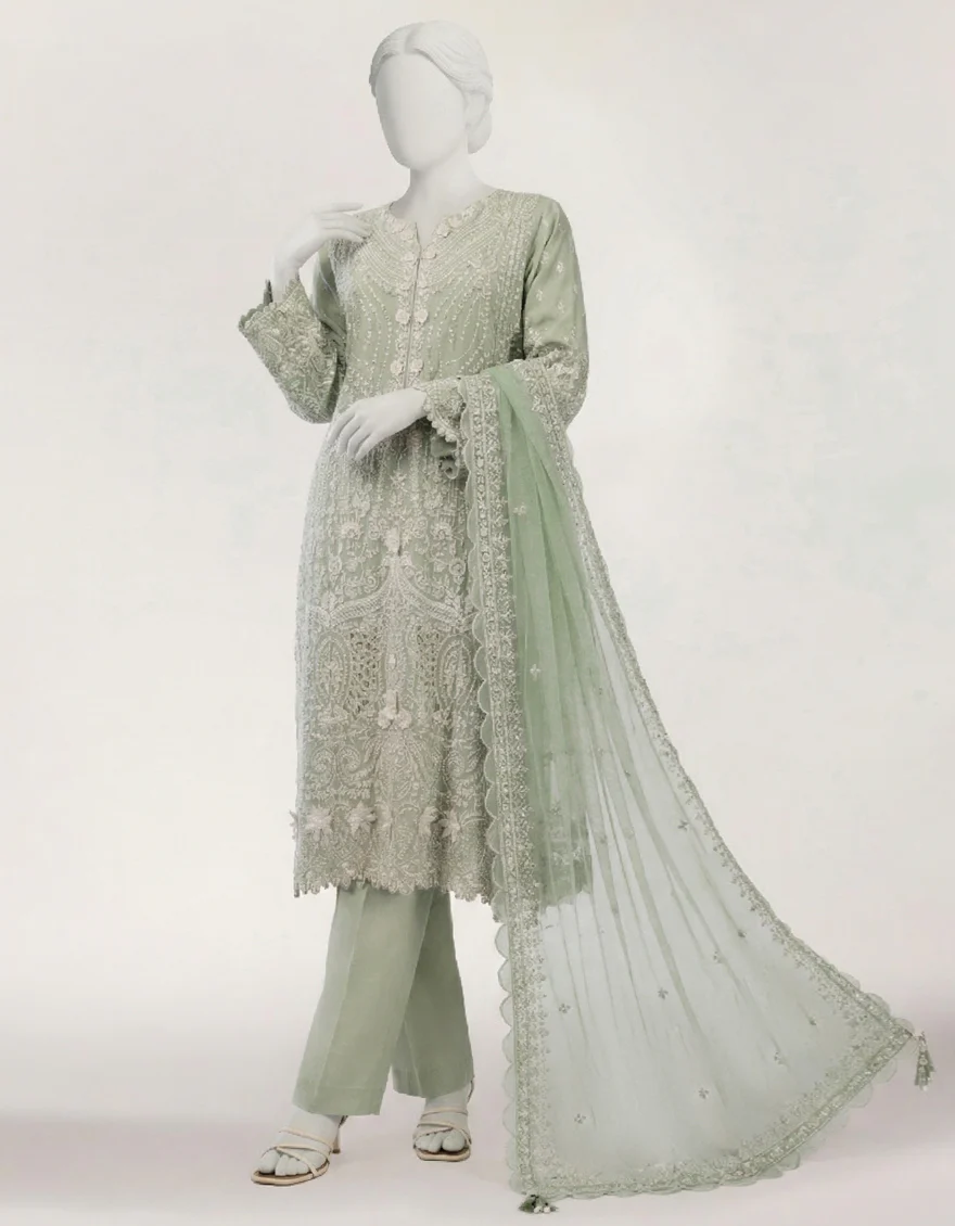 GREEN DYED 3PC STITCHED | JPS-S-26-4144 FB/INARA-02