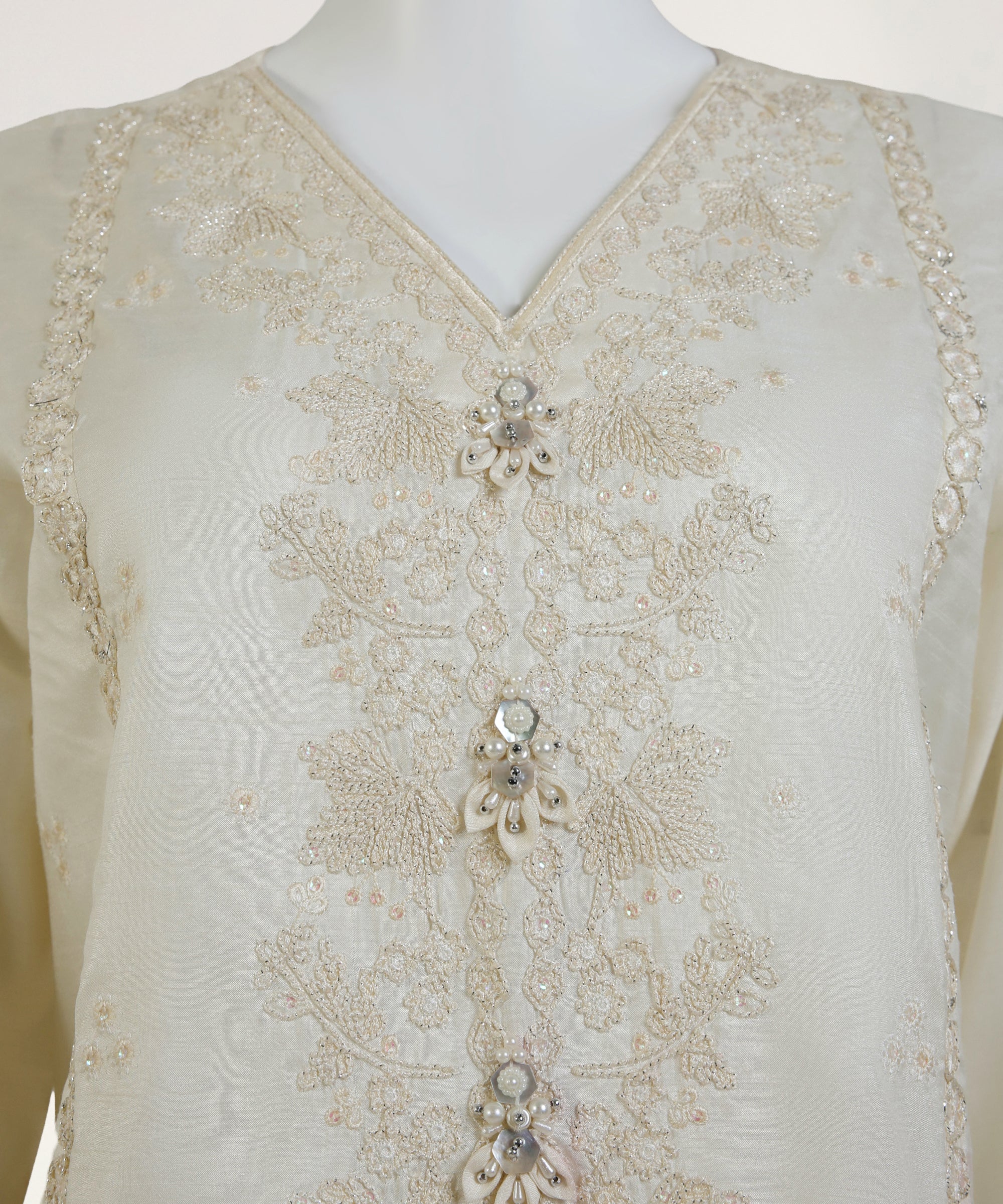 WHITE RAW SILK 3PC STITCHED | JPS-S-IEX-26-3903 RAYA-3 - Image 3