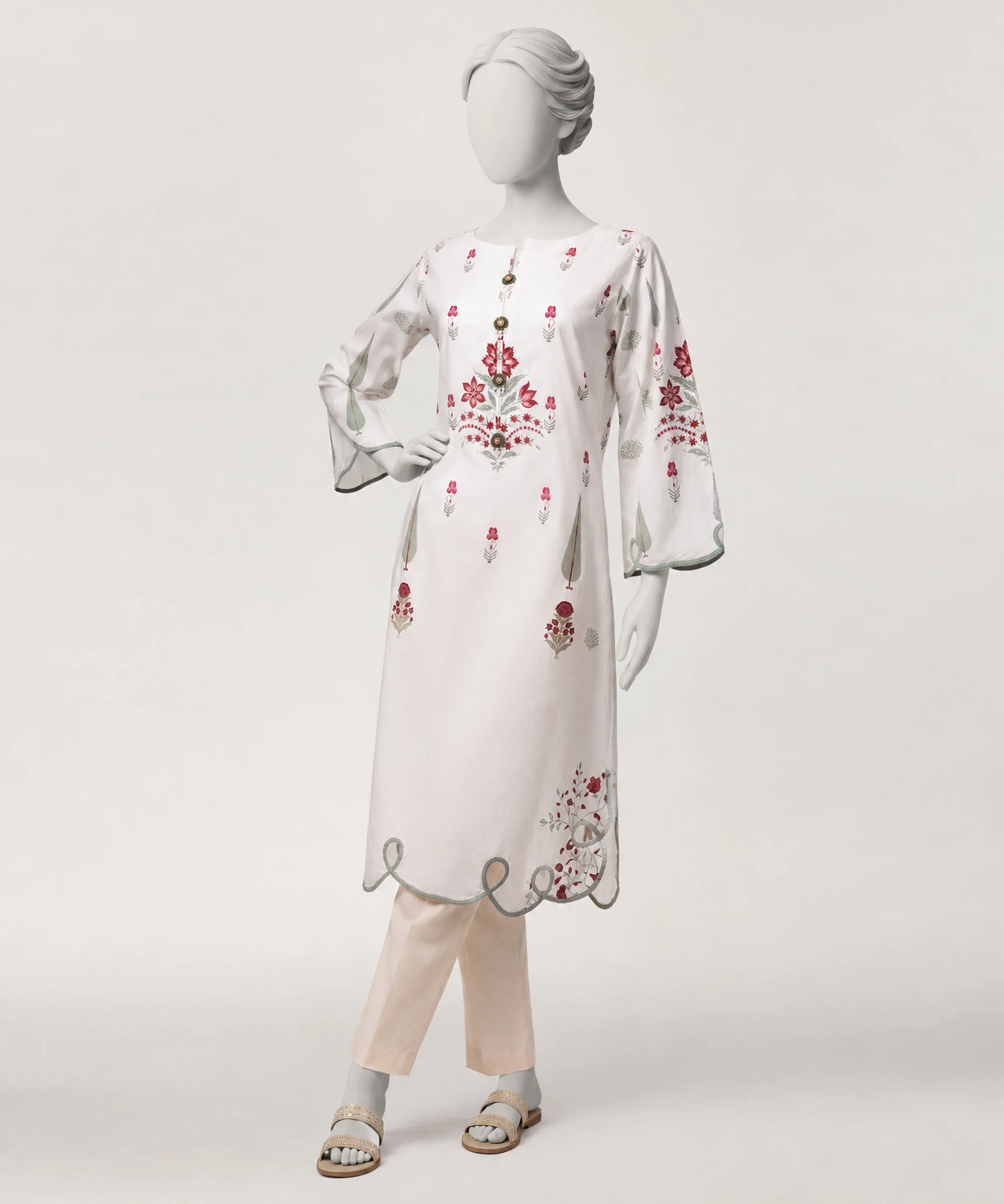 WHITE LAWN KURTI | JSS-S-26-675 FB/BLOCK-8-675