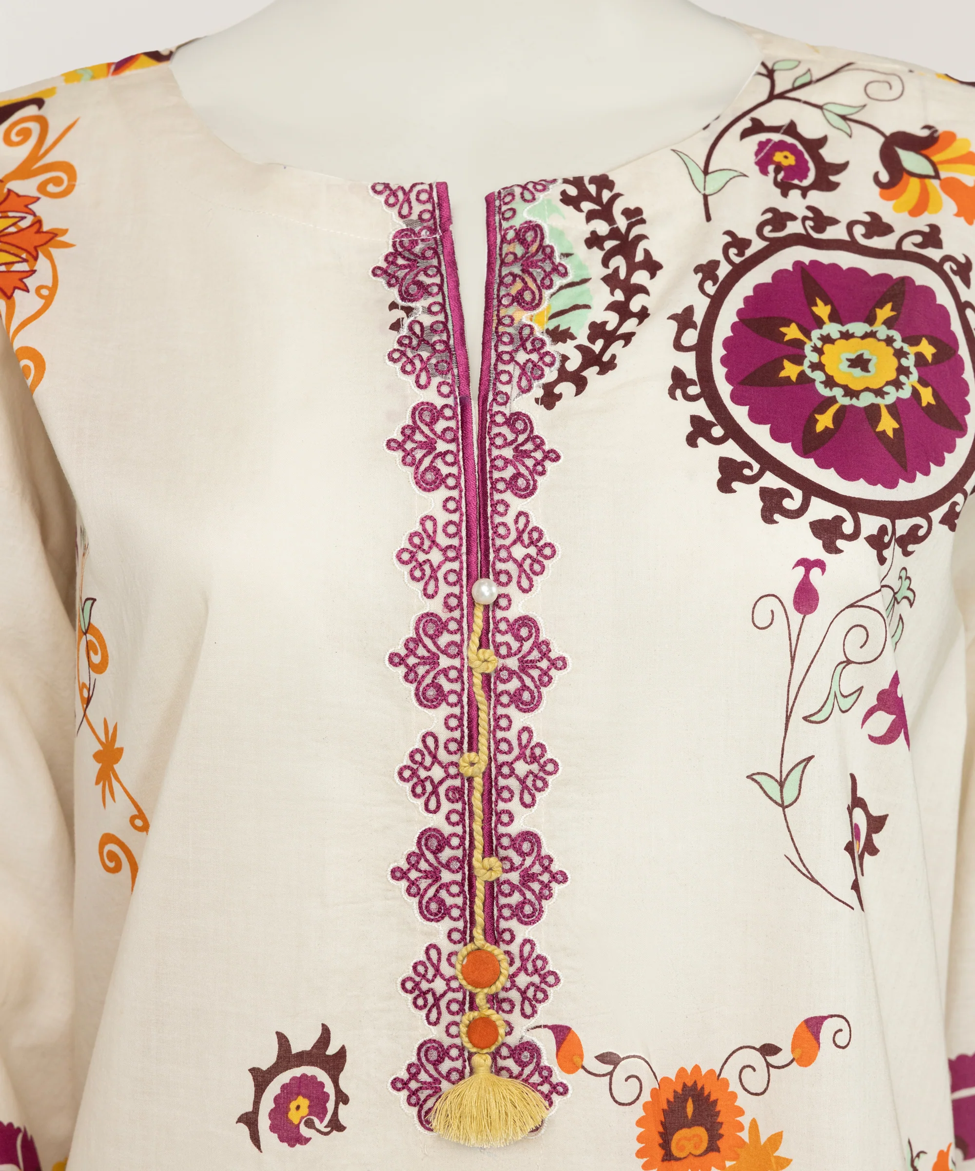 BEIGE LAWN KURTI | JSS-S-26-683 FB/UZBEK-02 - Image 4