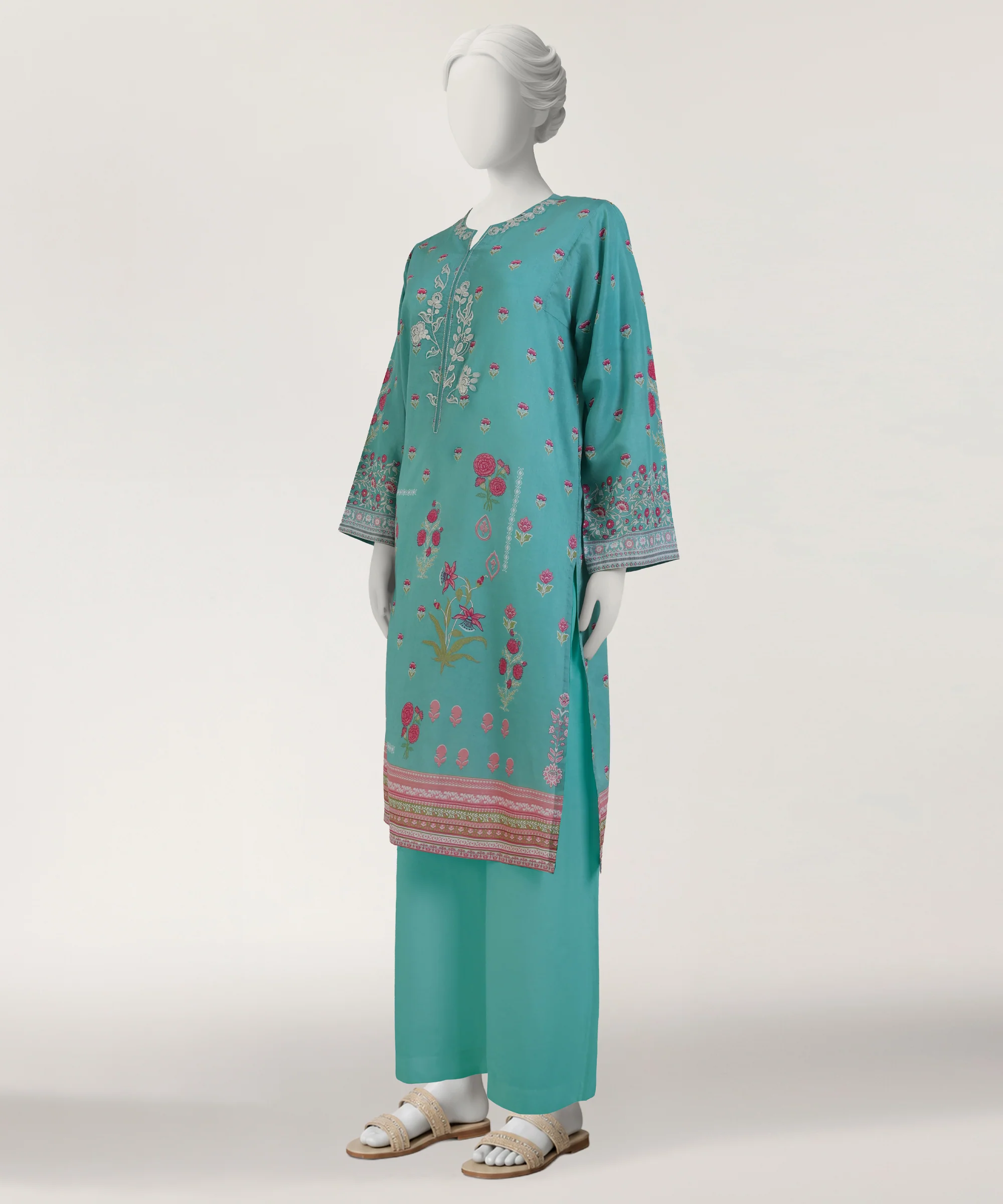 SEA GREEN LAWN KURTI | JSS-S-26-686 FB/UZBEK-05 - Image 5