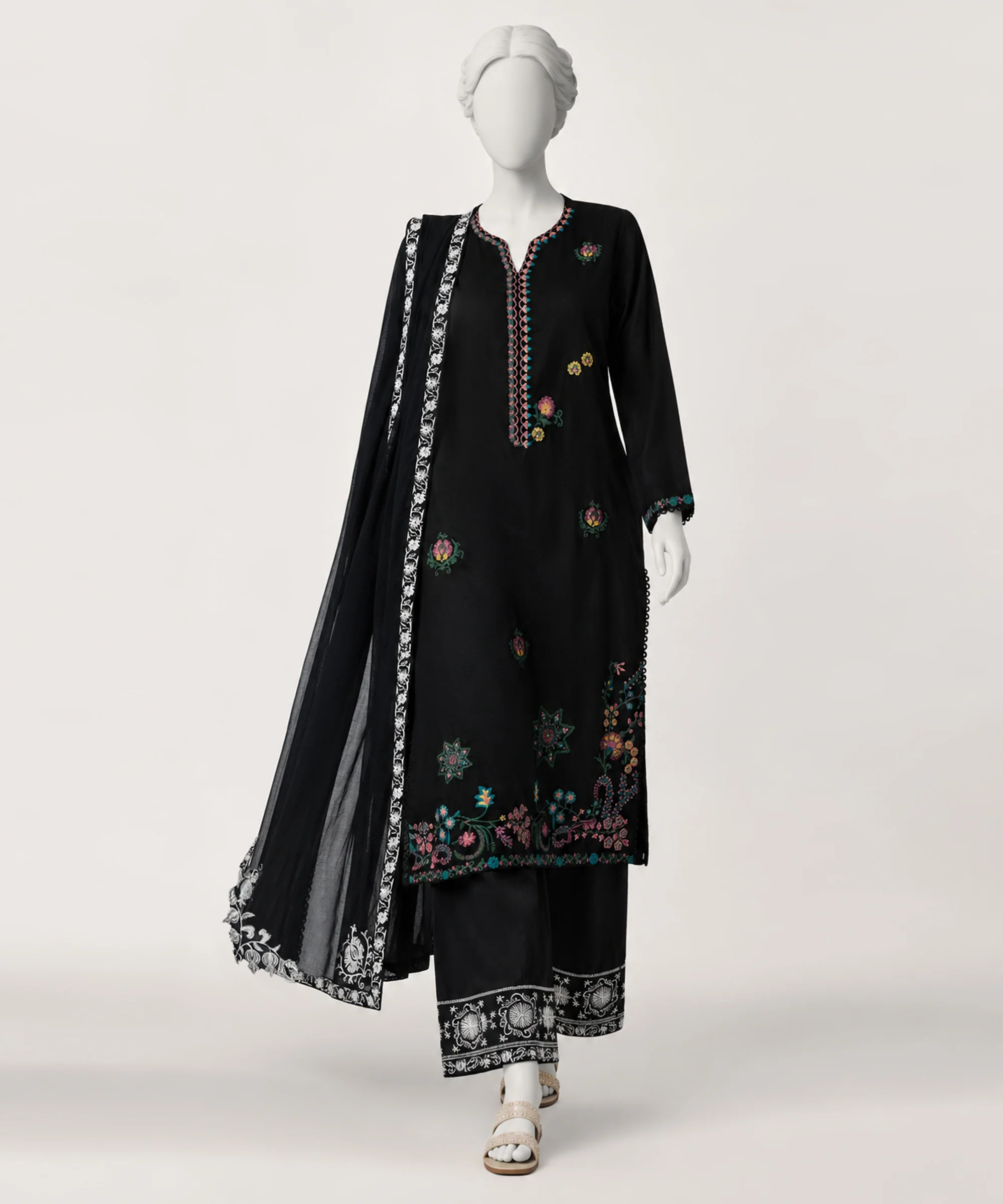 BLACK LAWN KURTI | JSS-S-26-695 FB/UZBEK-04