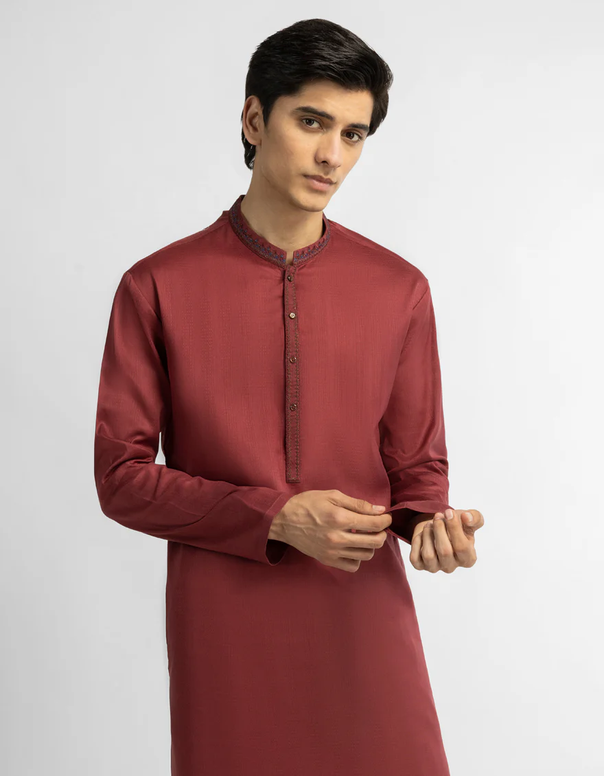 MAROON COTTON KURTA | JTK-A-39769/S26/10902-SF - Image 2
