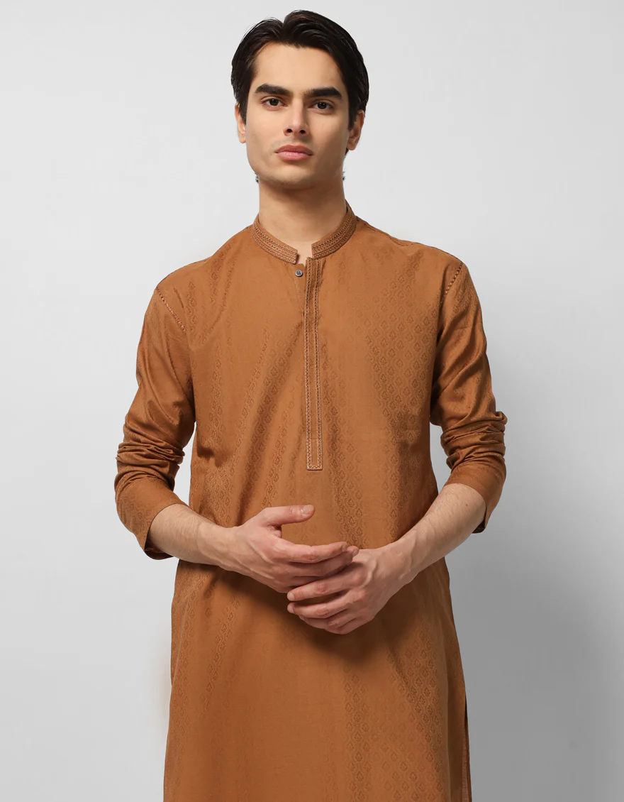 ALMOND COTTON KURTA | JTK-S-30009/S26/JJ10709-CL - Image 2