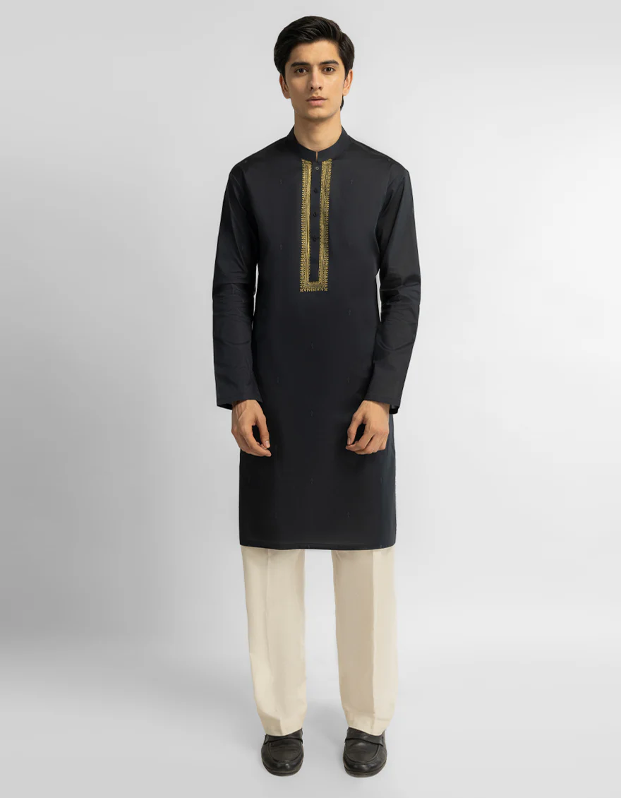 BLACK COTTON KURTA | JTK-S-39763/S26/JJ10829-CL
