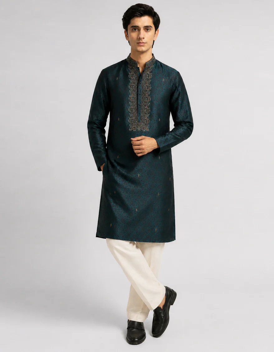 BOTTLE GREEN SPECIAL KURTA | JTK-SP-A-50331/S25/JJ10001-FL