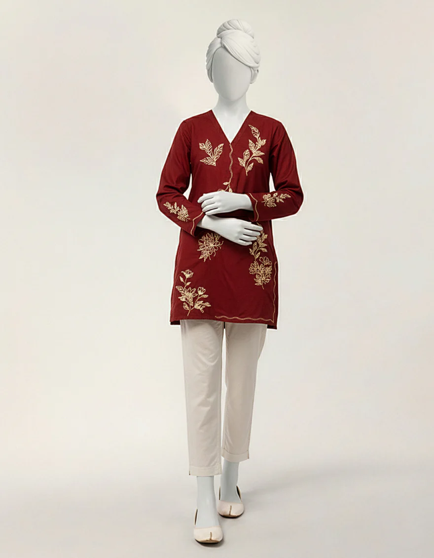 MAROON TEXTURED KURTI | JYGK-S-JTS-26-4141 FB/MINIMAL-1