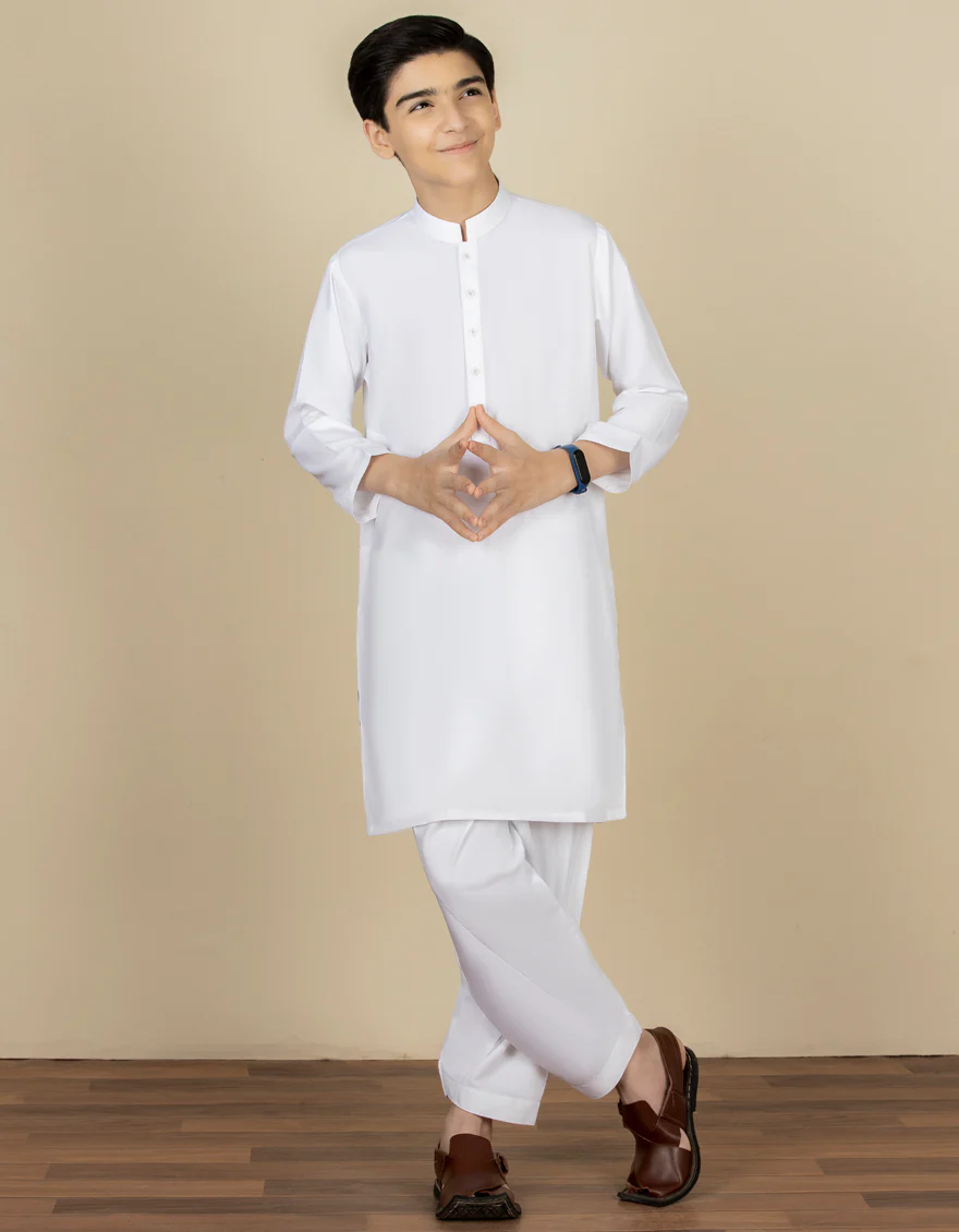 WHITE BLENDED KAMEEZ SHALWAR | JCKS-A-40222-R11-AP/S24/JJ9608-PN